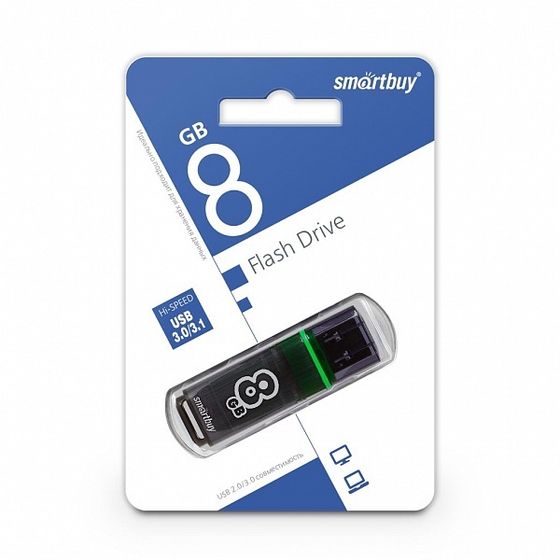 Флеш диск 8Gb Smartbuy Glossy SB8GBGS-DG USB3.0 темно-серый