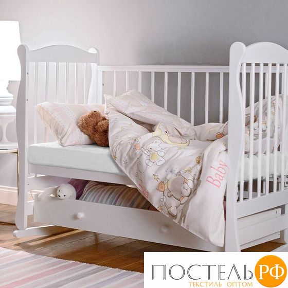 Простынь на резинке 60x120x20 трикотажная цвет белый