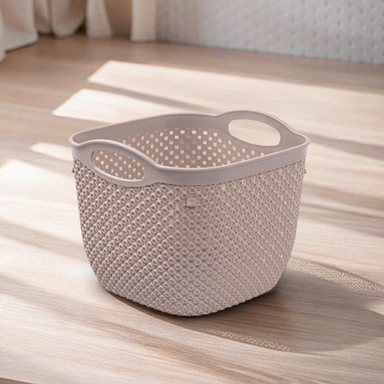 Корзина DIAMOND латте 18.8х18.8х15.8см круглая с ручками