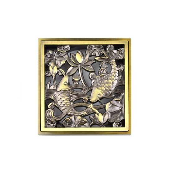 Насадка для трапа Bronze de Luxe &quot;Рыбы&quot; 21980, d=100 мм, 100х100 мм, латунь, бронза