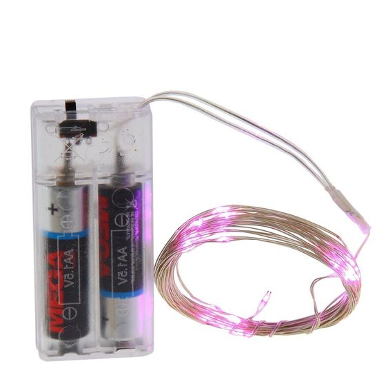 Электрогирлянда (30 фиолетовых LED, 1 реж свеч, серебр шнур, 1 W), L3м, 2хAA н/п