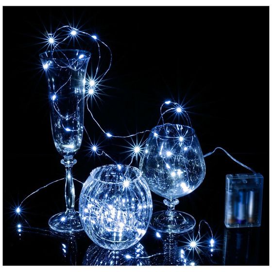 !09 Гирлянда &quot;нить&quot; 50led, 5 м, цвет белый холодный, без батареек