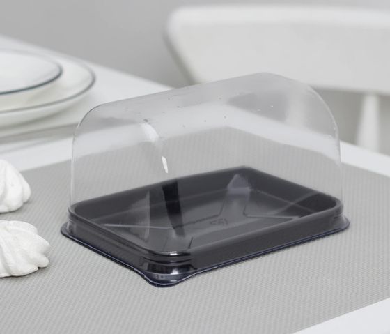 !09 Контейнер (набор 8 штук) для торта пластиковый одноразовый с крышкой 15,3×11,6×8,2 см, внутренний 13×9,3×8,1 см, прозрачный