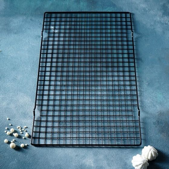 !09 Решётка 2 штуки для глазирования и остывания кондитерских изделий KONFINETTA, 40×25×1,5 см, цвет чёрный