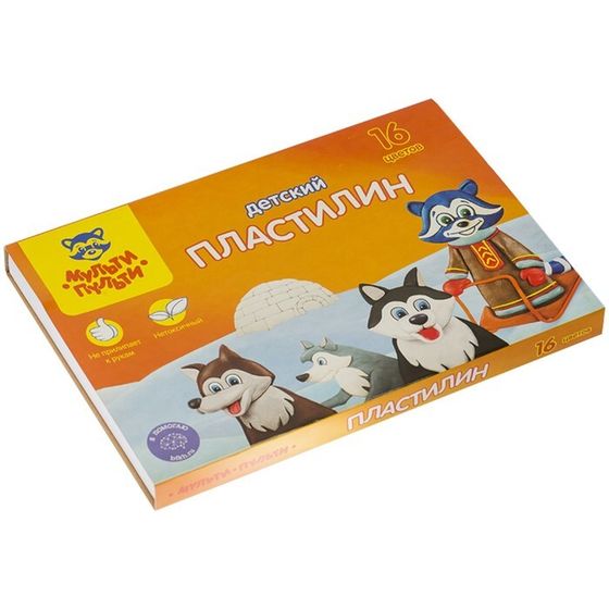 Пластилин 16 цветов 240 гр Мульти-Пульти &quot;Енот на Аляске&quot; со стеком 236490