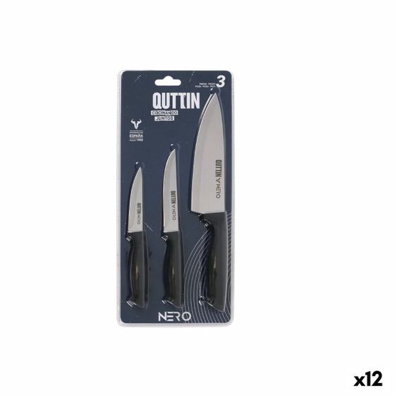 Набор ножей Quttin Nero Black Silver 3 предмета (12 предметов)