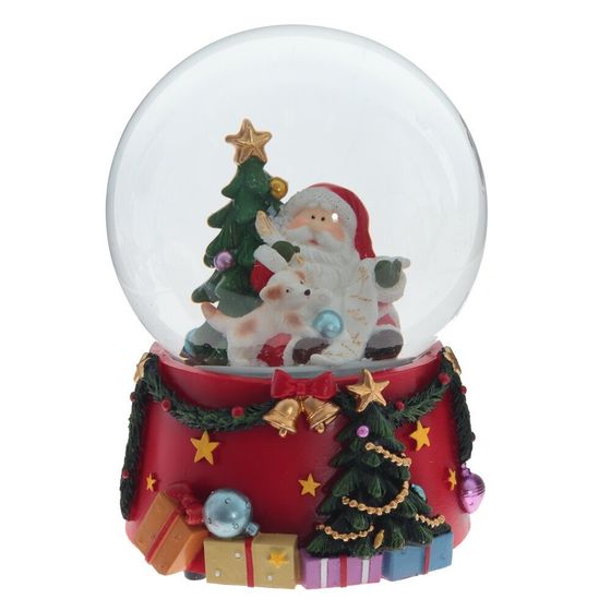 Фигурка декор в стекл шаре &quot;Дед Мороз&quot; (муз с ключ), D10 см, L10 W10 H12,5 см