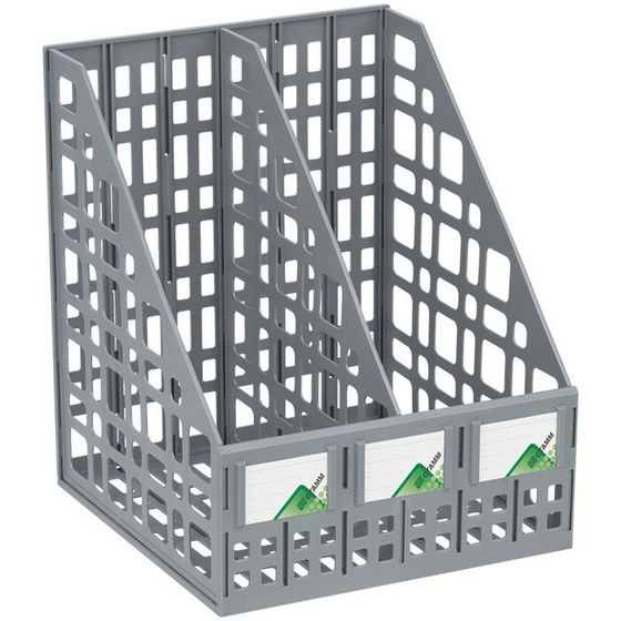 Лоток для бумаг &quot;Стамм&quot;, cборный, вертикальный, 2 отделения, серый