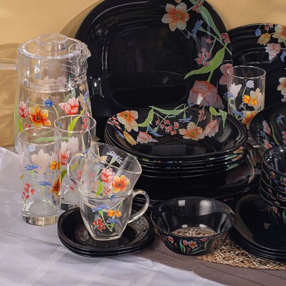 Набор столовый CARINA MINUET BLACK 44 предмета