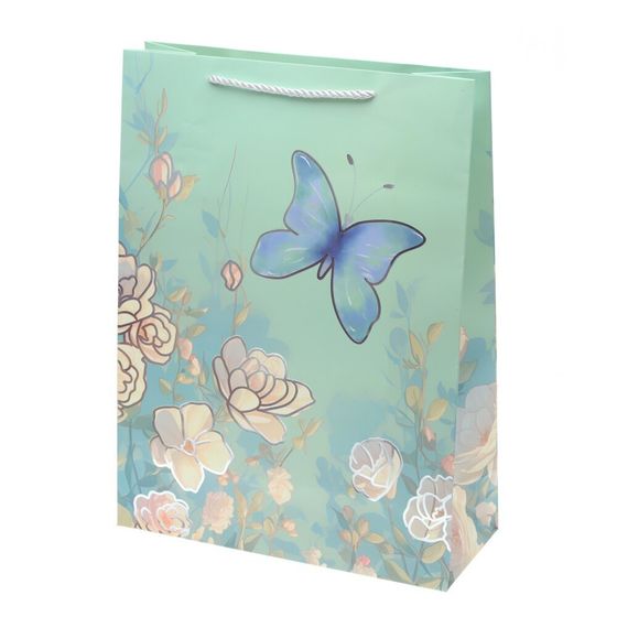 Пакет подарочный (бумага 210г/м2, блок 12шт), L18 W10 H23 см, 4в.