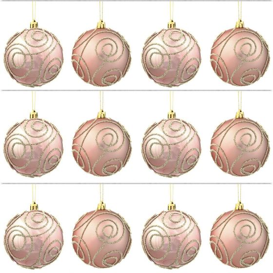 Набор из 12шт Украшение новогоднее Шар "Волшебный завиток", D 8 см, L35 W27 H9 см