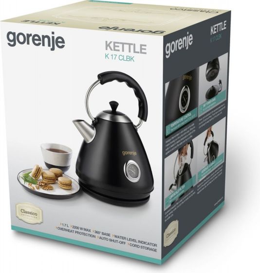 Чайник электрический Gorenje K17CLBK 1.7л. 2200Вт черный