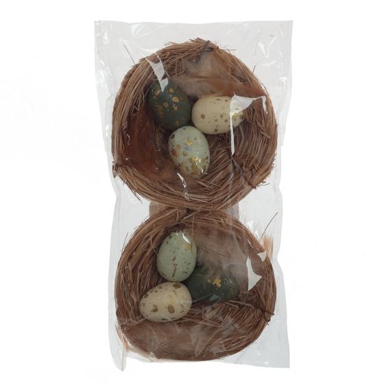 Набор из 2-х изделий декоративных "Гнездо пасхальное" (8*4,5), L17 W9 H2 см
