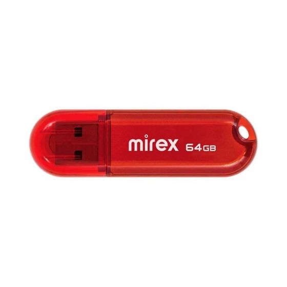 Флешка Mirex CANDY RED, 64 Гб ,USB2.0, чт до 25 Мб/с, зап до 15 Мб/с, красная