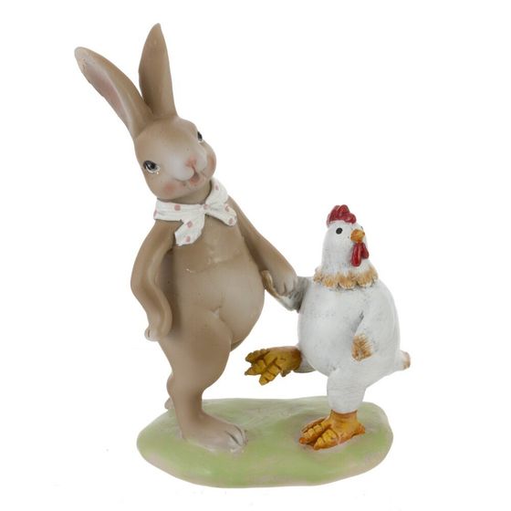 Фигурка декоративная &quot;Заяц с курицей&quot;, L9,5 W5,5 H14 см