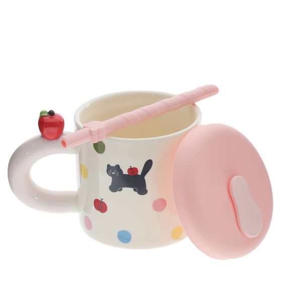 Кружка с крышкой и трубочкой, 330 мл, L14 W9 H14 см, 4в.