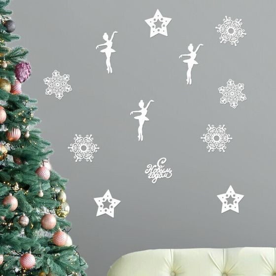 !09 Набор новогодних плакатов «Танцующие балерины», 12 предметов