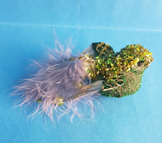 !09 НАБОР 3 ШТУКИ - ЕЛОЧНАЯ ИГРУШКА НА КЛИПЕ "BIRD OF PARADISE" , ПТИЧКА, цвет зеленый