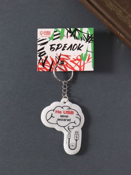 Брелок ПВХ &quot;Не USB мне мозги!&quot; мягкий 5х6,4 см