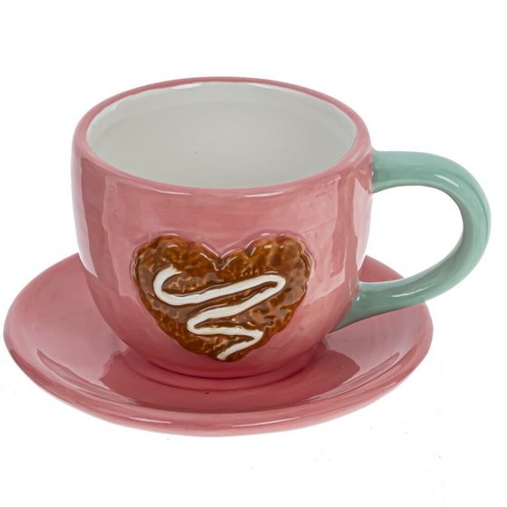 Чашка с блюдцем &quot;Пряничное сердце&quot;, 250 мл, L14 W12,5 H7,5 см, 2в.