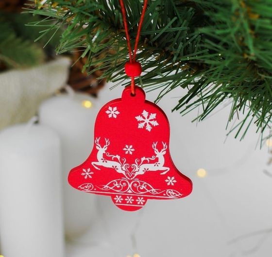 !09 Набор новогодних подвесок(набор 4 штуки):«Валенок с сюрпризом» 7 см. + «Дом пряник» 7 см. + "Елочка" 8,5 см. + «Скандинавский колокольчик» 7 см.дизайн МИКС