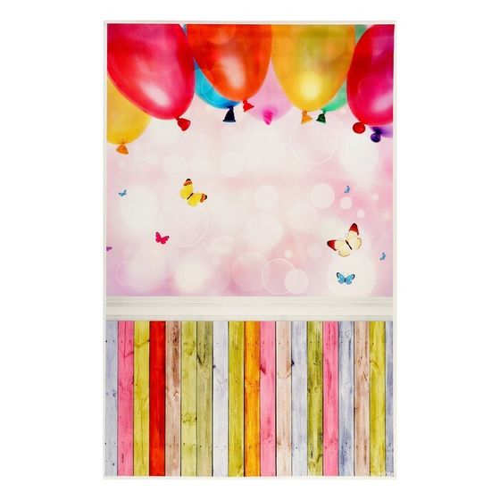 Фотофон винил &quot;Воздушные шары и разноцветные доски&quot; стена+пол 80х125 см