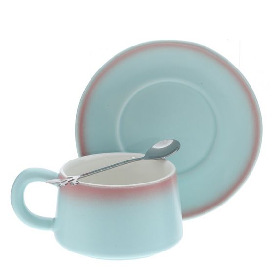 Кружка с блюдцем и ложкой, 250 мл, L16 W15 H8 см, 4в.