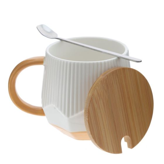 Кружка с крышкой и ложкой, L8,2 W8,2 H9 см, цвет микс