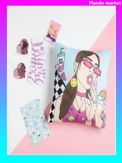 !09 Подарочный набор "Girl power" подушка-секрет, 40х40 см и аксессуары