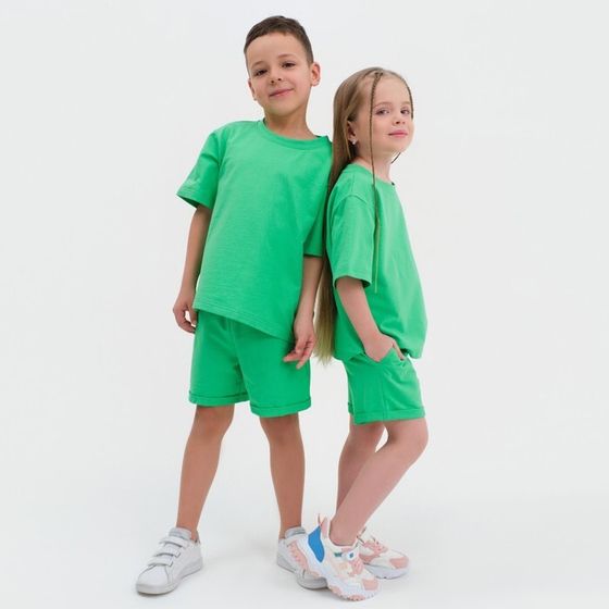 Комплект детский (футболка, шорты) KAFTAN &quot;Basic line&quot; размер 36 (134-140), цвет зелёный