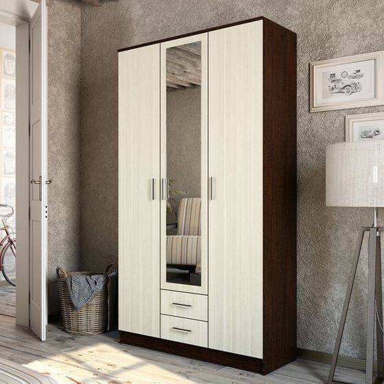 Шкаф трехстворчатый «Трио», 1200×482×2200 мм, венге/лоредо