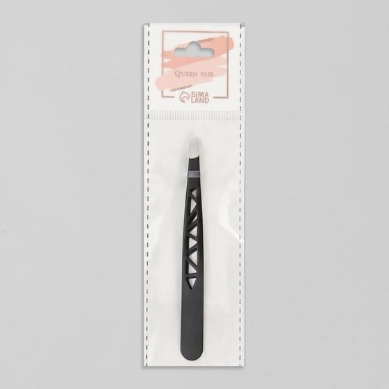 !Пинцет «Геометрия», скошенный, 9,5 см, цвет чёрный