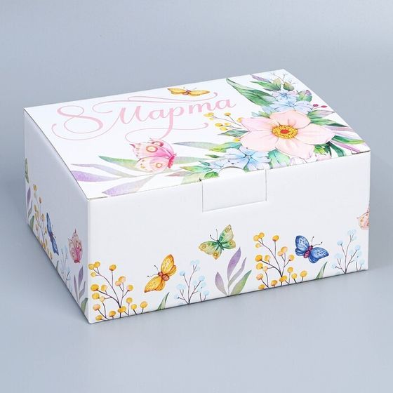!Коробка сборная 2 штуки «С 8 марта» 20 х 15 х 10 см.