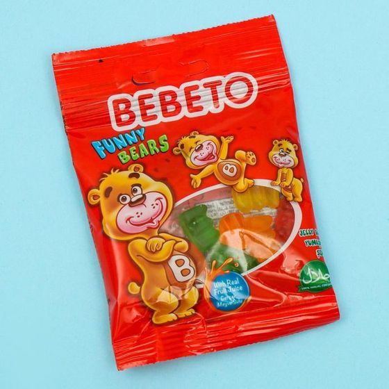 Жевательный мармелад BEBETO Микс, 6 вкусов ассорти, 18 г