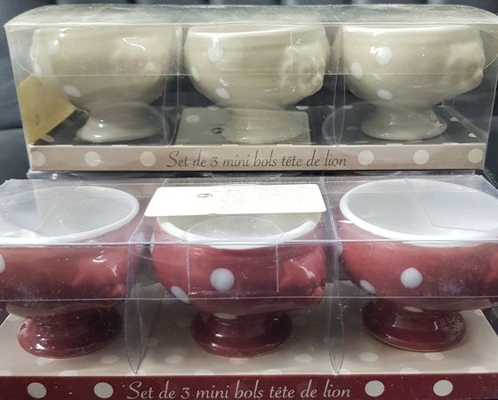 !09 Набор мини-креманок на ножке &quot;Горох&quot; 3 шт., Франция цвет красный