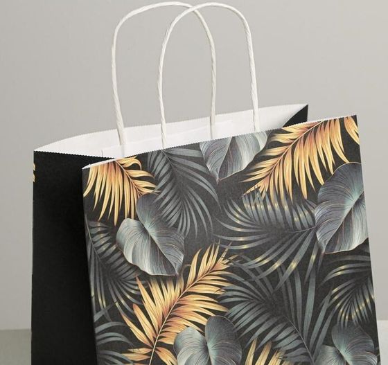 !09 НАБОР 4 ШТУКИ - Пакет подарочный крафтовый «Тропики», 25 × 22 × 12 см.