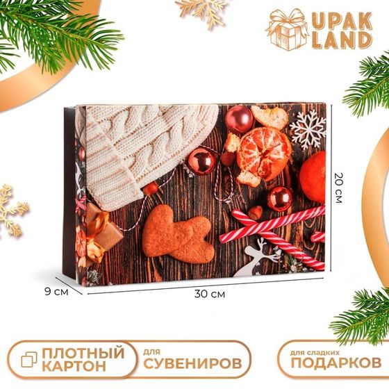 Коробка подарочная новогодняя складная, крышка-дно,&quot;Чудес и подарков&quot; 30 х 20 х 9 см