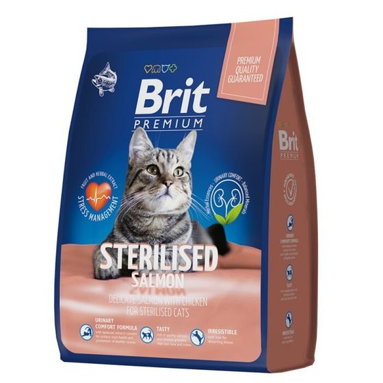 Сухой корм Brit Premium Cat Sterilized Salmon&amp;Chicken для стерил. кошек, лосось/курица, 2 кг   93838