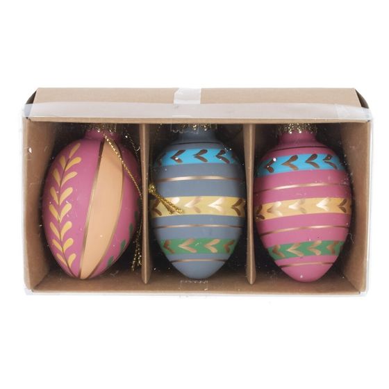 Набор из 3-х изделий декоративных подвесных &quot;Яйцо пасхальное&quot; (4,5*8), L13,5 W7 H5 см