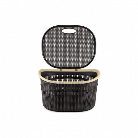 Корзина для белья 24л с крышкой коричневая