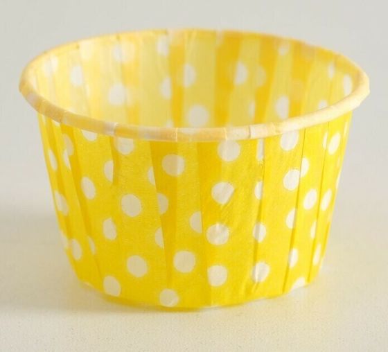 !09 НАБОР ИЗ 40 ШТУК - Форма для выпечки "Маффин", желтый в белый горох, 5 х 4 см.