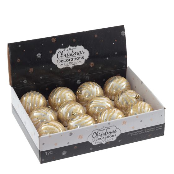 Набор из 12шт Украшение новогоднее &quot;Шар&quot;, D 8 см, L35 W28 H9 см