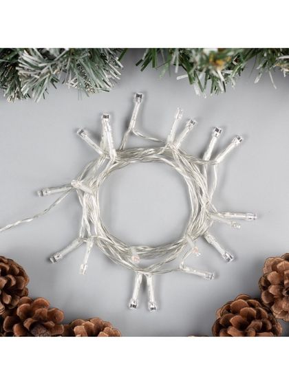 !09 Набор из 2-х гирлянд - Гирлянда «Нить» 2 м, IP20, прозрачная нить, 20 LED, 2 режима, батарейки AAх3 (нет в комплекте), свечение мульти