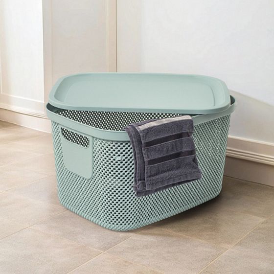 Корзина NICKEL зелёная 18л 28.5×38×22.2см с крышкой