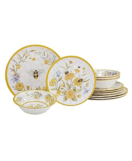 Bee Sweet Melamine Dinner Set, 12 Piece