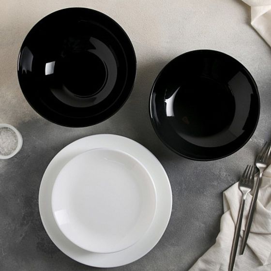 Столовый набор 19 предметов ДИВАЛИ черно-белый