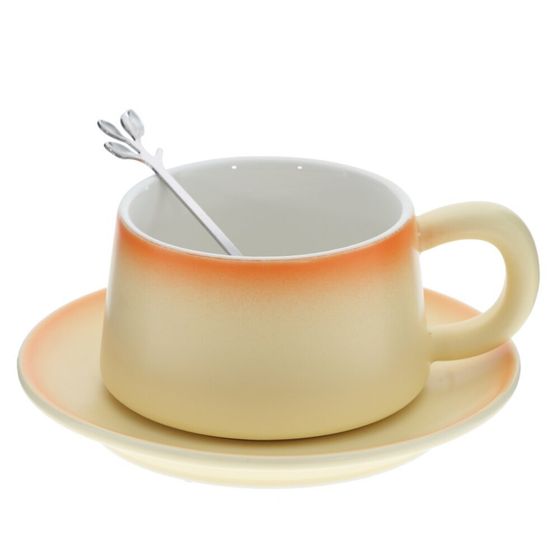 Кружка с блюдцем и ложкой, 250 мл, L16 W15 H8 см, 4в.