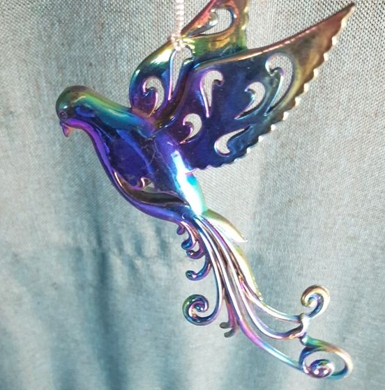 !09 Набор из 2-х штук: Елочное украшение &quot;Bird of paradise&quot; Птичка 15.5 см. цвет фуксия/фиолетовый