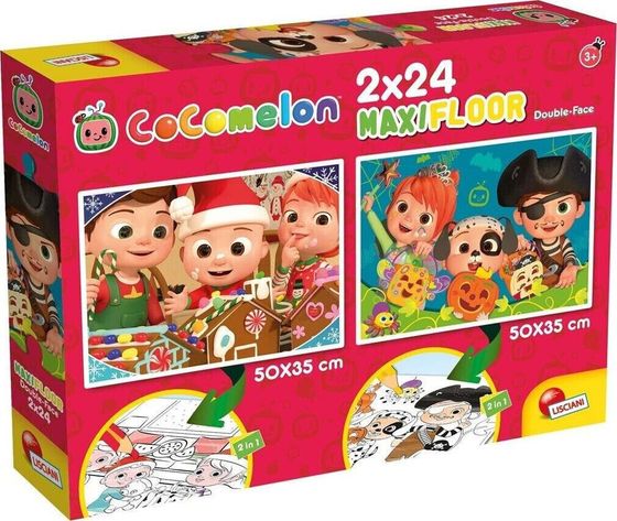 Lisciani LISCIANI COCOMELON DWUSTRONNE PUZZLE PODŁOGOWE 2X24 EL DZIEŃ ZACZYNA SIĘ OD PIOSENKI