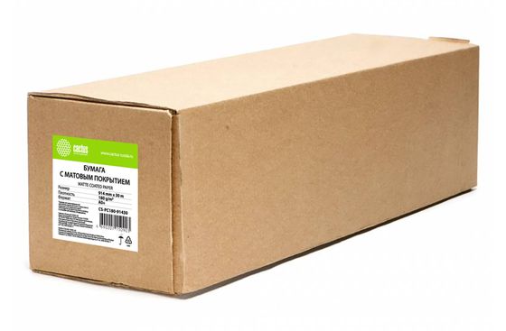 Бумага Cactus CS-PC180-91430 36&quot;(A0) 914мм-30м/180г/м2/белый матовое универсальная (с покрытием) втулка:50.8мм (2&quot;) (упак.:1рул)
